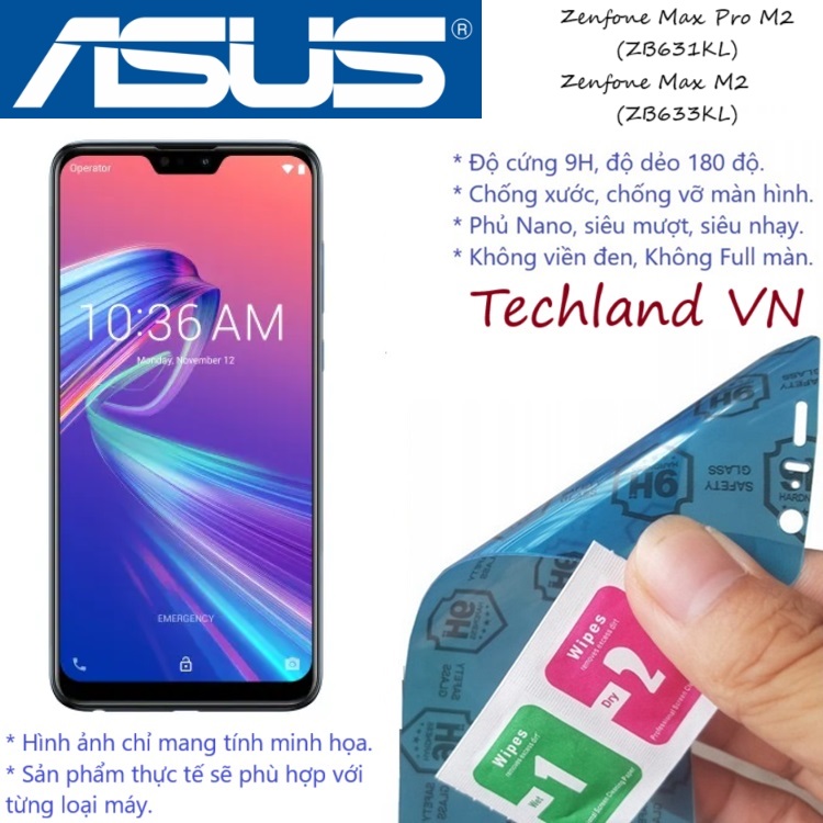 Cường Lực Phủ Nano Asus Zenfone Max M2 / Max Pro M2 / ZB631KL / ZB633KL - Trong Suốt, Không Full Màn, Không Viền Đen