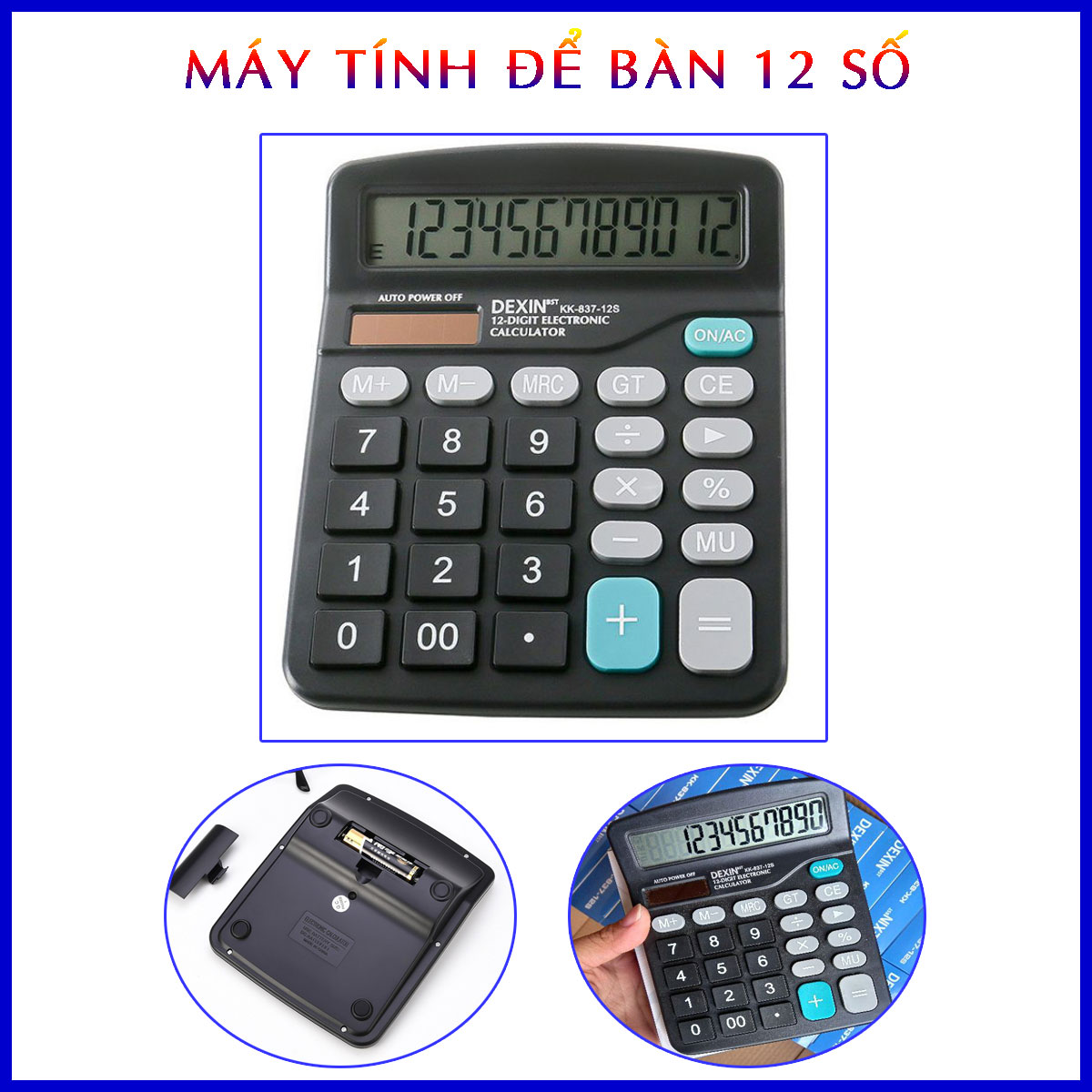 Máy tính để bàn 12 số dexin 837-12s màn hình lớn tiện lợi