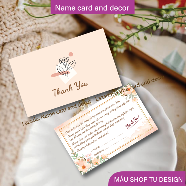 (Combo 100 cái) name card, thank you card, thiệp cảm ơn khách hàng, kích thước 9 x 5.5 cm