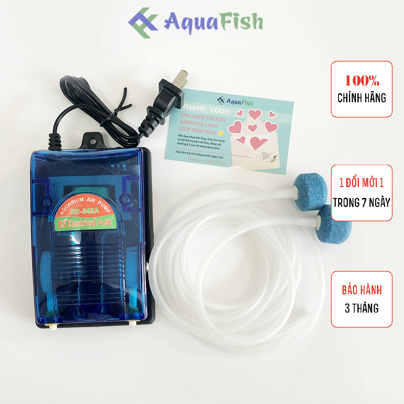 Máy Sục Khí 2 Vòi RS-348a (tặng kèm 2 dây quả sủi)