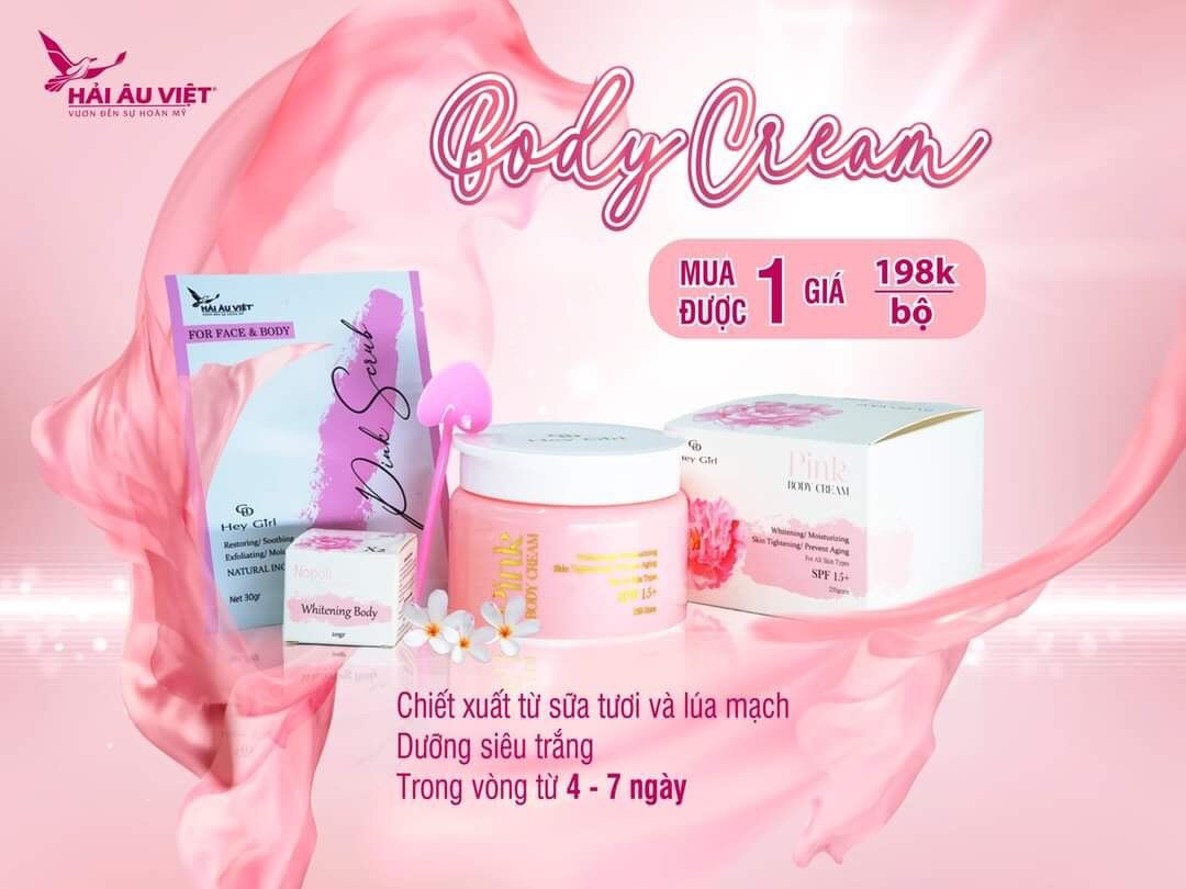 Kem Trắng Da Body Pink-Trắng cho da đen lì
