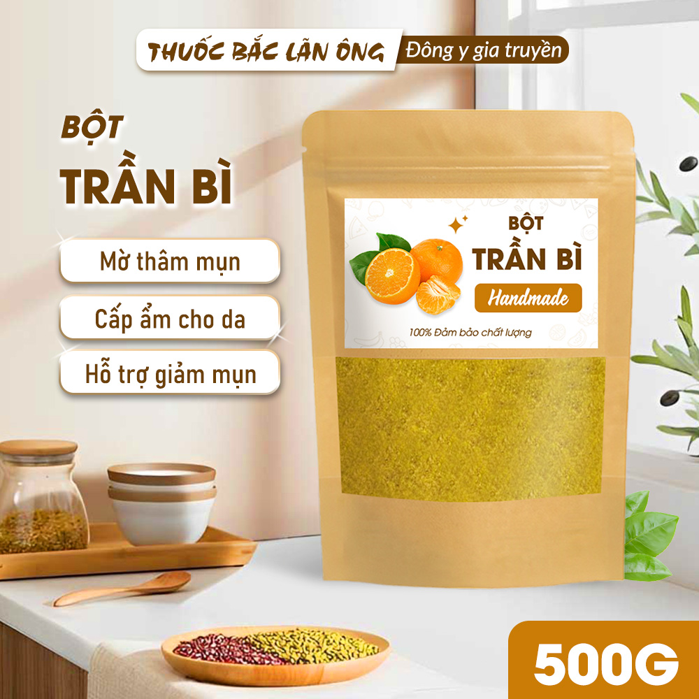 Bột trần bì 500g, bột vỏ cam quýt, nguyên chất, thơm mịn, bột đắp mặt, pha uống giảm ho, tiêu đờm
