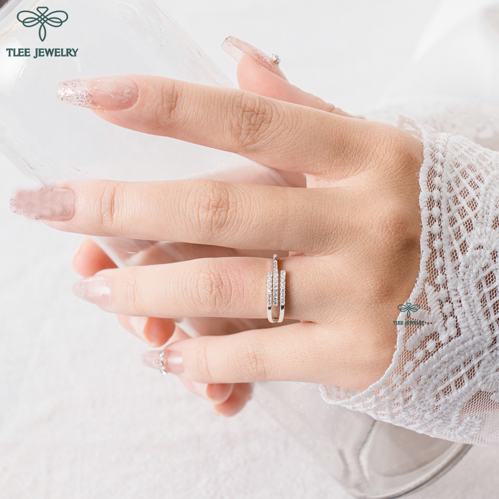 Nhẫn bạc nữ TLEE ba tầng đính đá cao cấp TleeJewelry A0220