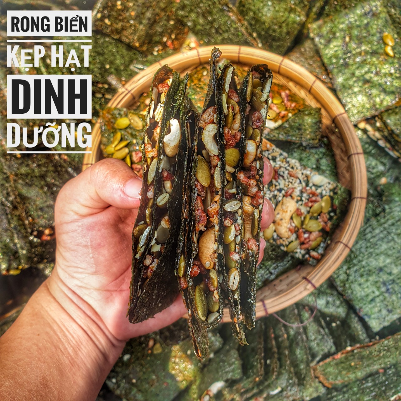 Rong biển kẹp hạt dinh dưỡng - rong biển sấy kẹp ngũ cốc thơm ngon 200g/400g- tốt cho sức khỏe- đồ ăn vặt
