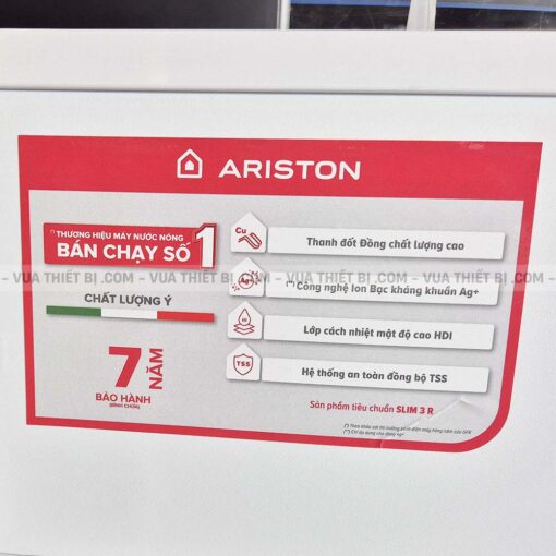 ARISTON SLIM3 R AG+ 20/30L LÍT - Bình nóng lạnh gián tiếp ngang - SLIM2 SL2 SL3 20/30 R VN