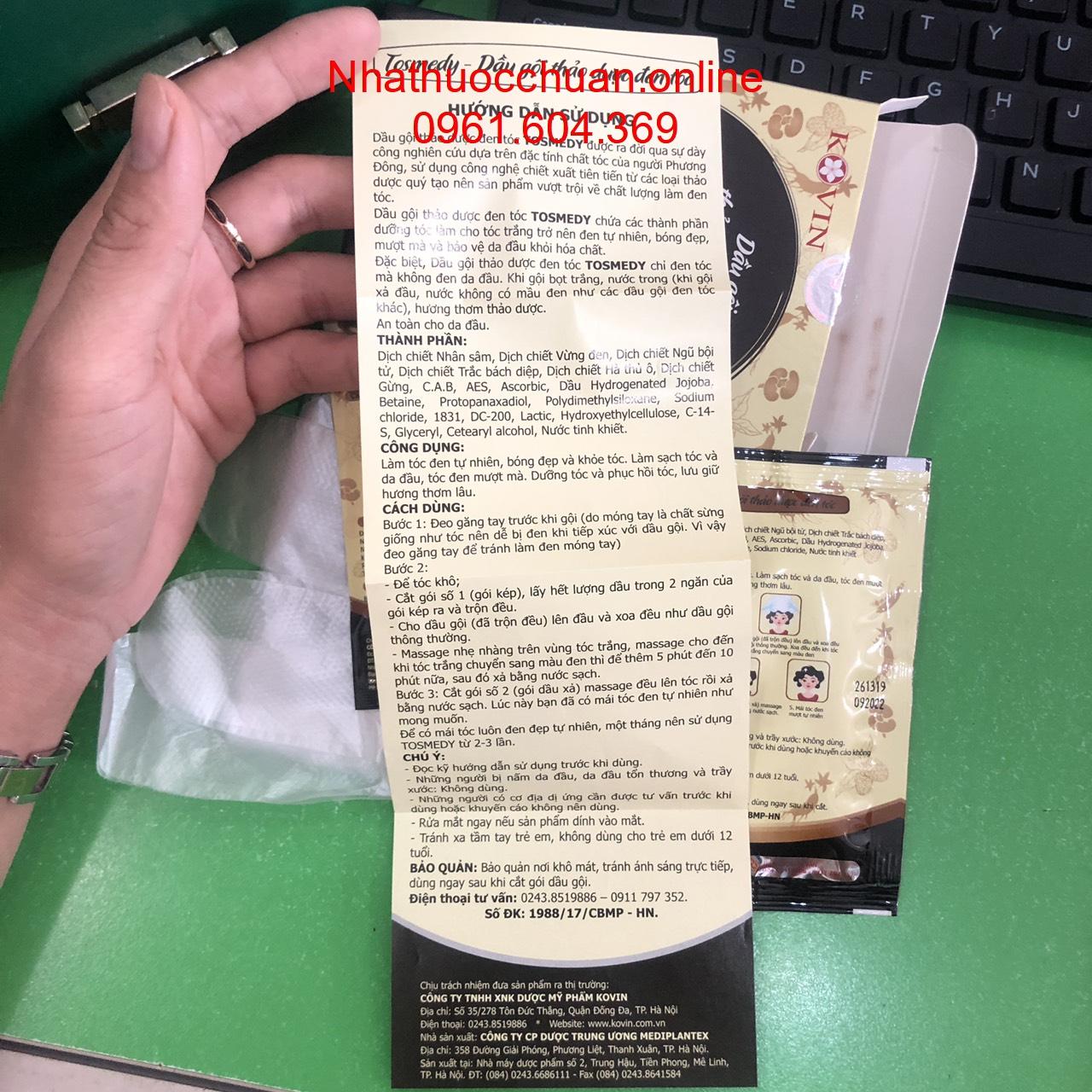 Nhuộm thảo dược Tosmedy ( Đen tóc không đen da đầu)