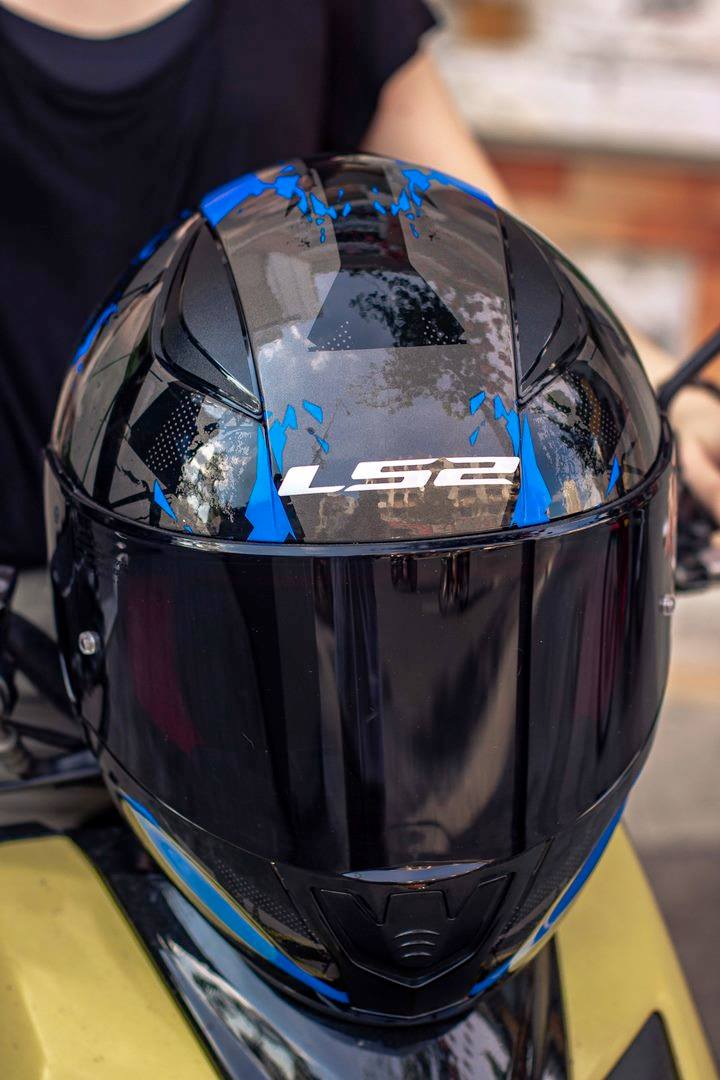 [CHÍNH HÃNG] MŨ BẢO HIỂM FULLFACE LS2 FF353 RAPID ĐEN XANH ( Tặng kèm khăn trùm ninja )