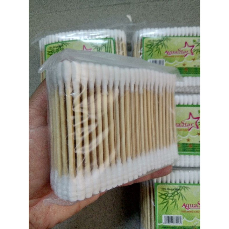 Tăm Bông ráy tai thân gỗ AquaStar ( gói/200 cây)