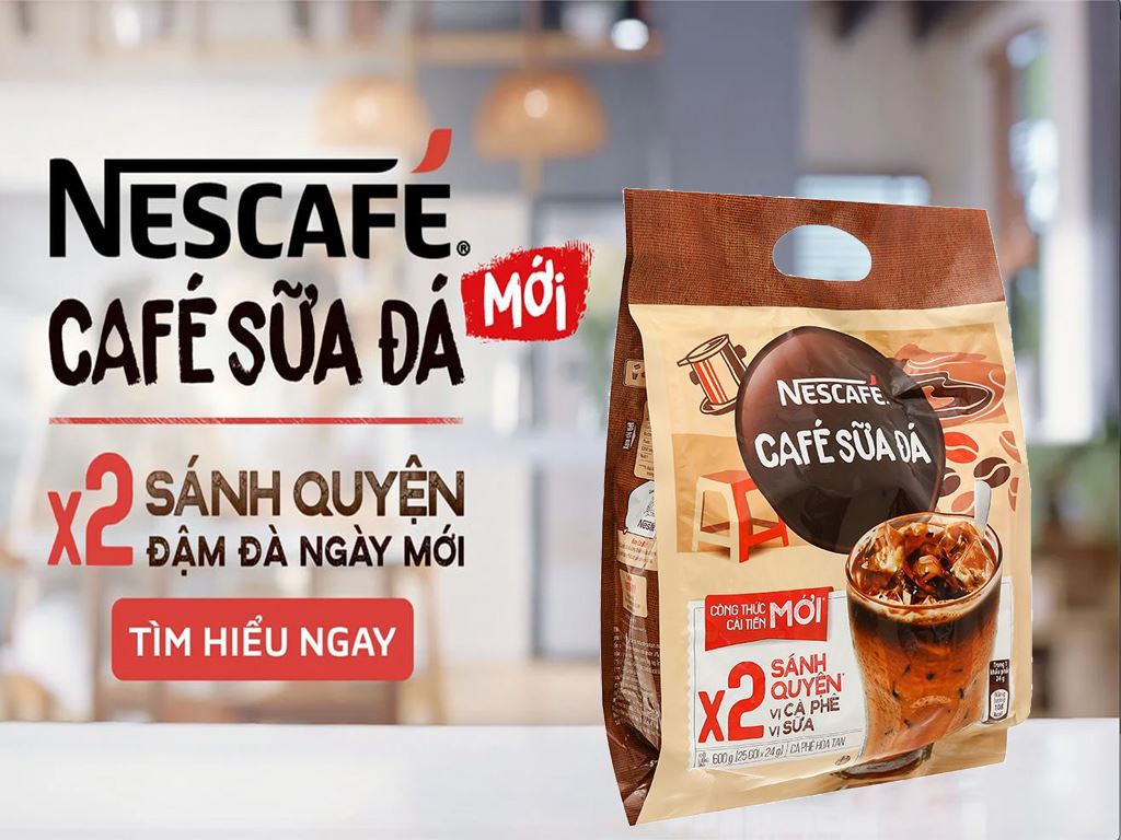 (Mẫu mới) Cà phê hòa tan Neacafe cà phê sữa đá (Bịch 25 gói x 24g)