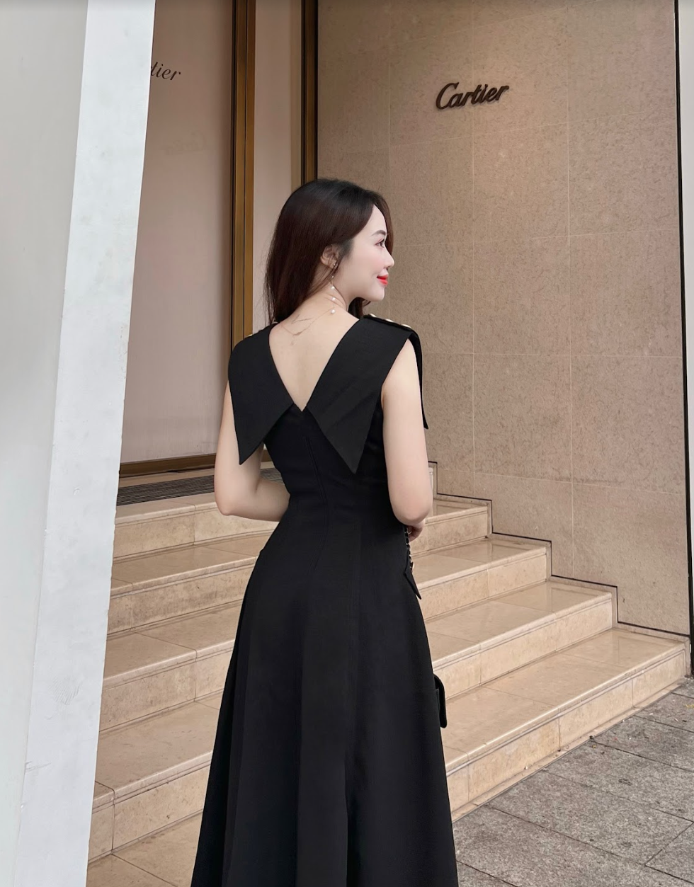 Đầm vạt vai cúc dọc Fiona - MAIIMER