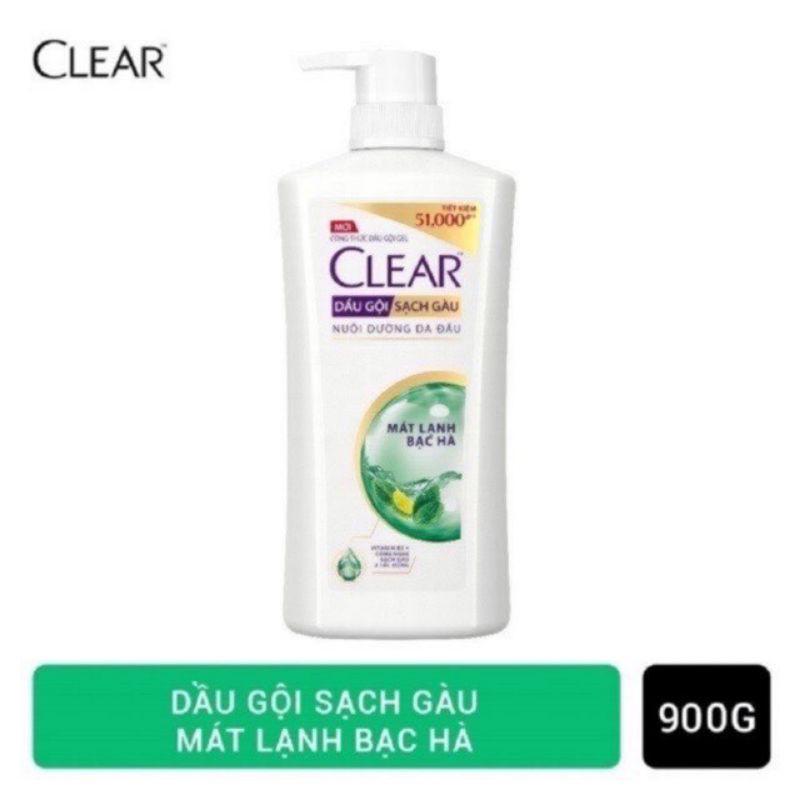 Dầu gội clear mát lạnh bạc hà 900g