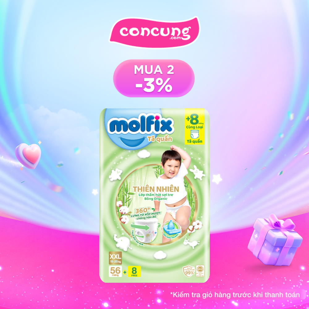 Bỉm tã quần Molfix thiên nhiên + 8 miếng