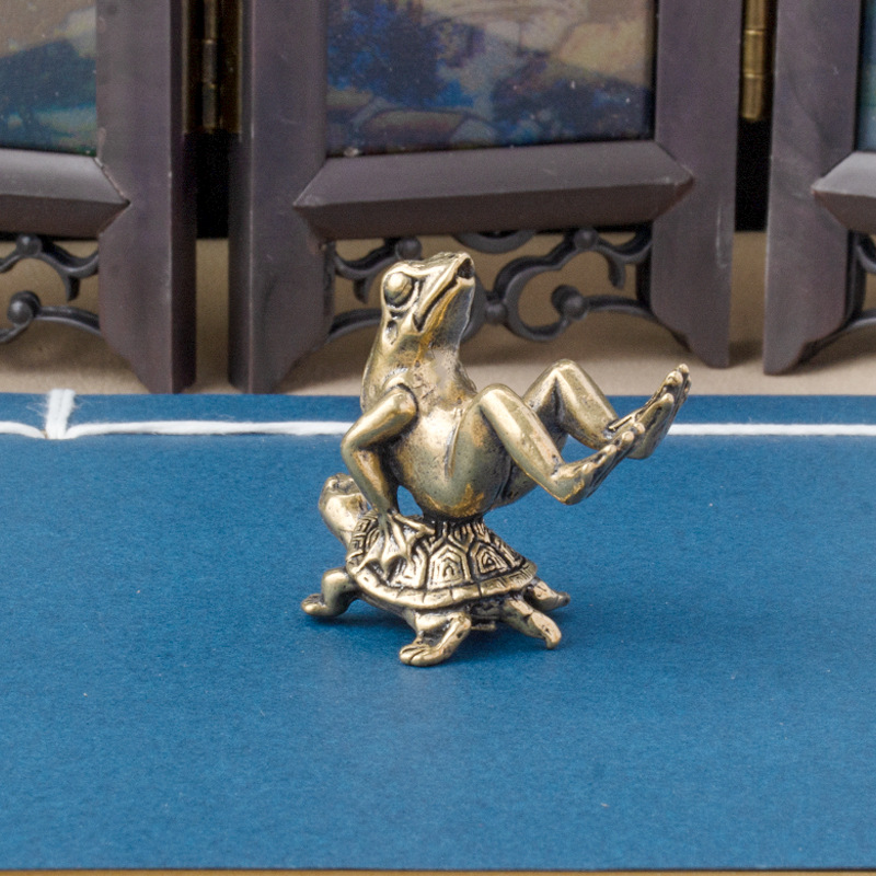Tượng Phong Thủy Hình Rùa Cõng Ếch (Kích Thước: 3.2 x 2.5cm)