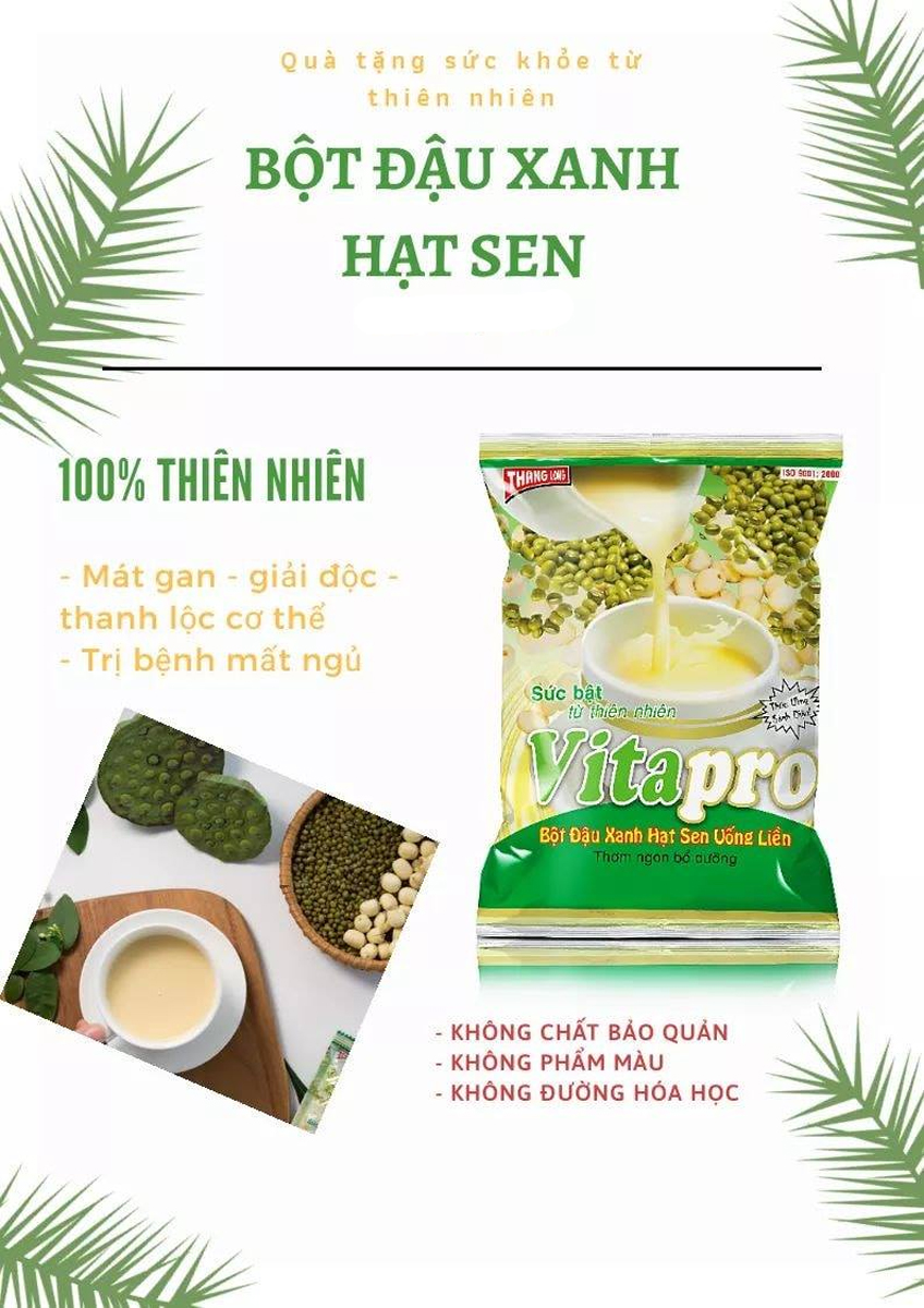BỘT ĐẬU XANH HẠT SEN CÓ ĐƯỜNG VITAPRO