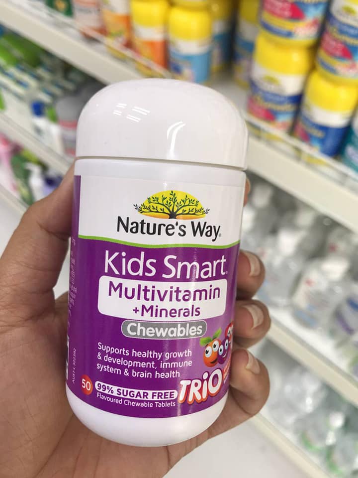 Nature's Way Kids Smart Multivitamin + Minerals Trio 50 Chewables Tablets - Kẹo nhai vị hoa quả