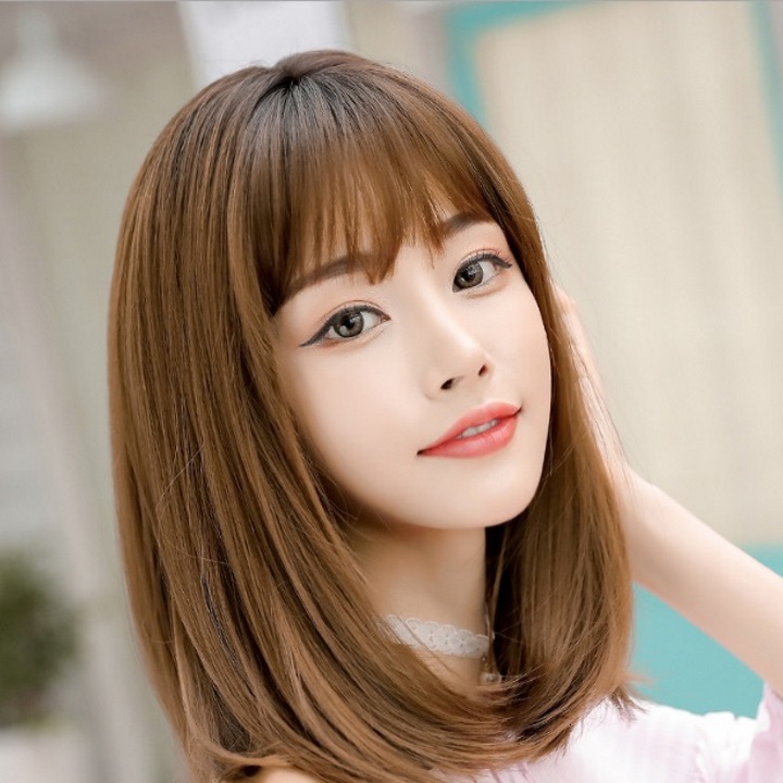 Tóc giả nữ nguyên đầu,tóc giả nữ cao cấp làm bằng tơ mềm mượt như tóc thật (màu vàng) + tặng kèm lưới