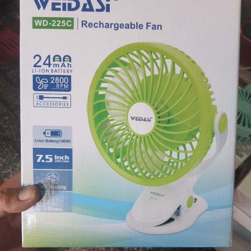 Quạt sạc kẹp weidasi wd-225
