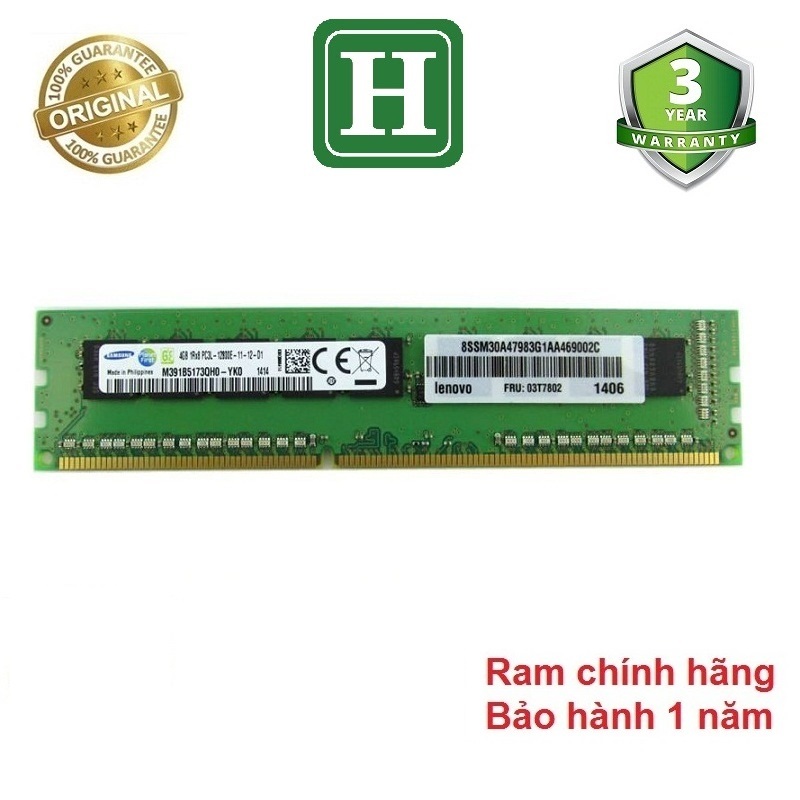 Bảng giá Ram Ecc Unbuffered DDR3 (PC3) 8GB, 4GB ECC bus 1600/12800E và một số loại khác, tháo máy bảo hành 1 năm Phong Vũ
