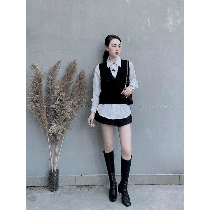 Áo sơ mi kiểu phối màu siêu hot
