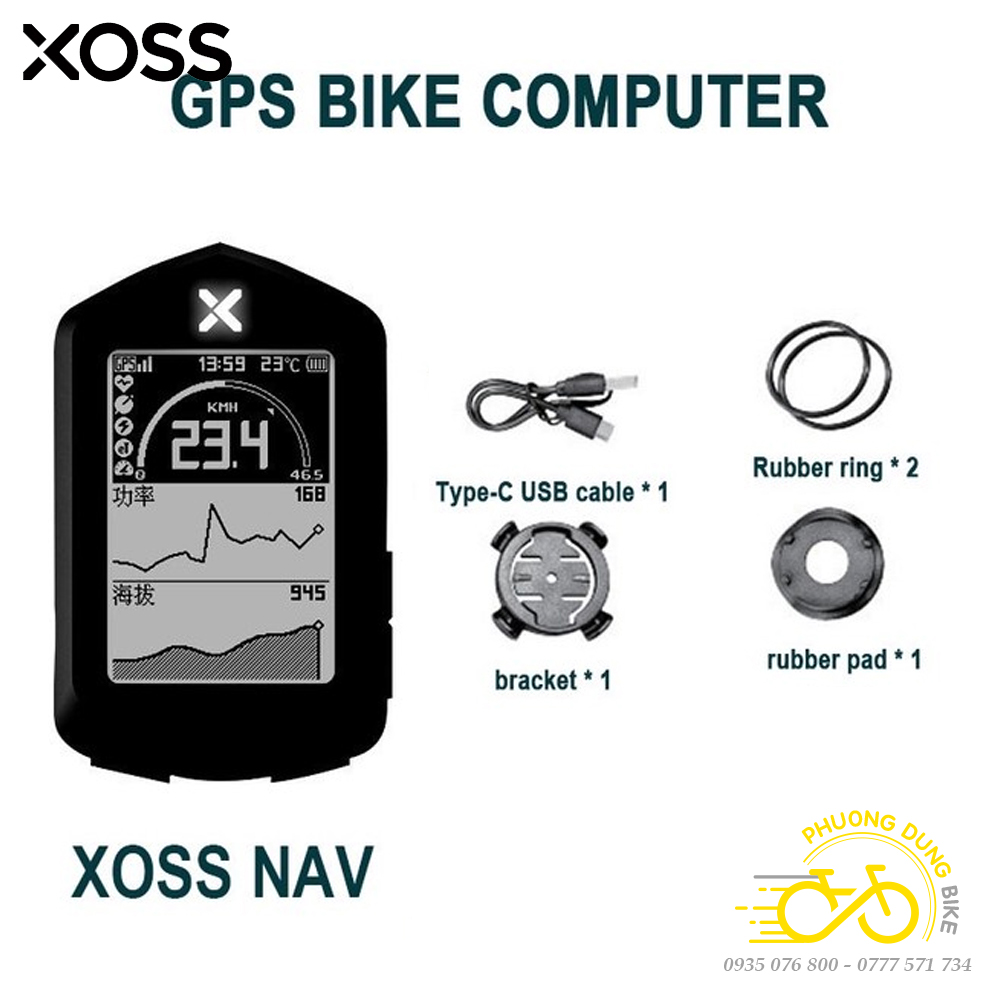 Đồng hồ đo tốc độ xe đạp định vị vệ tinh gps xoss nav - new 2022