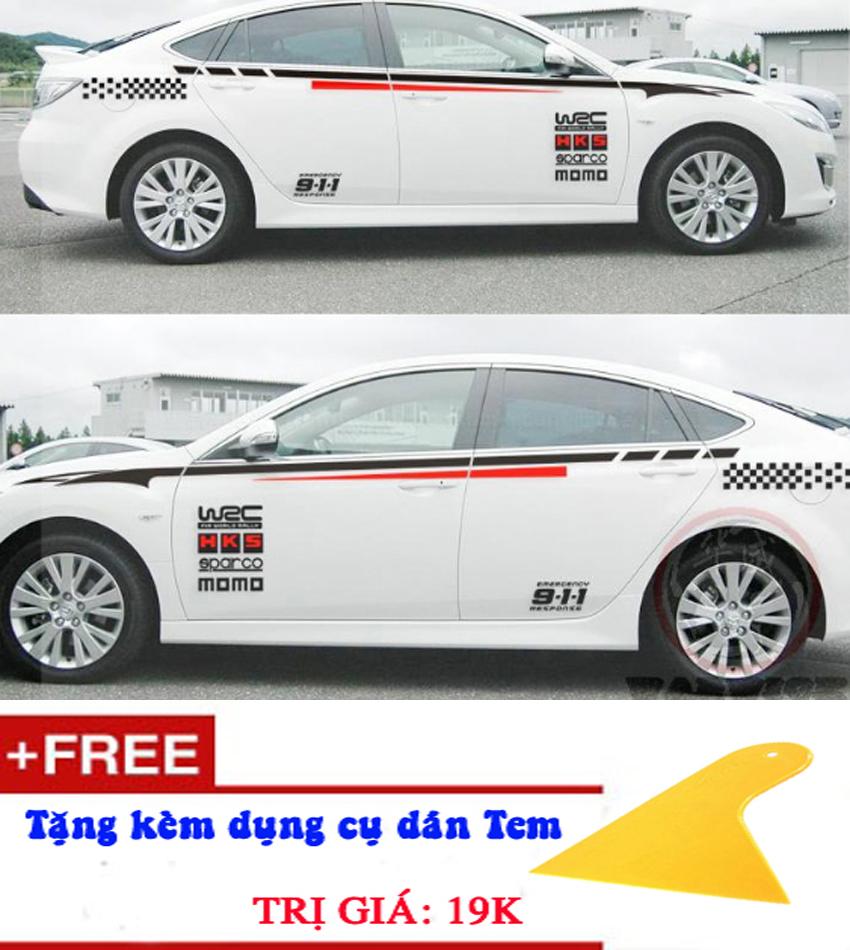 Bộ tem dán sườn xe D-127 ( Đen + Đỏ )