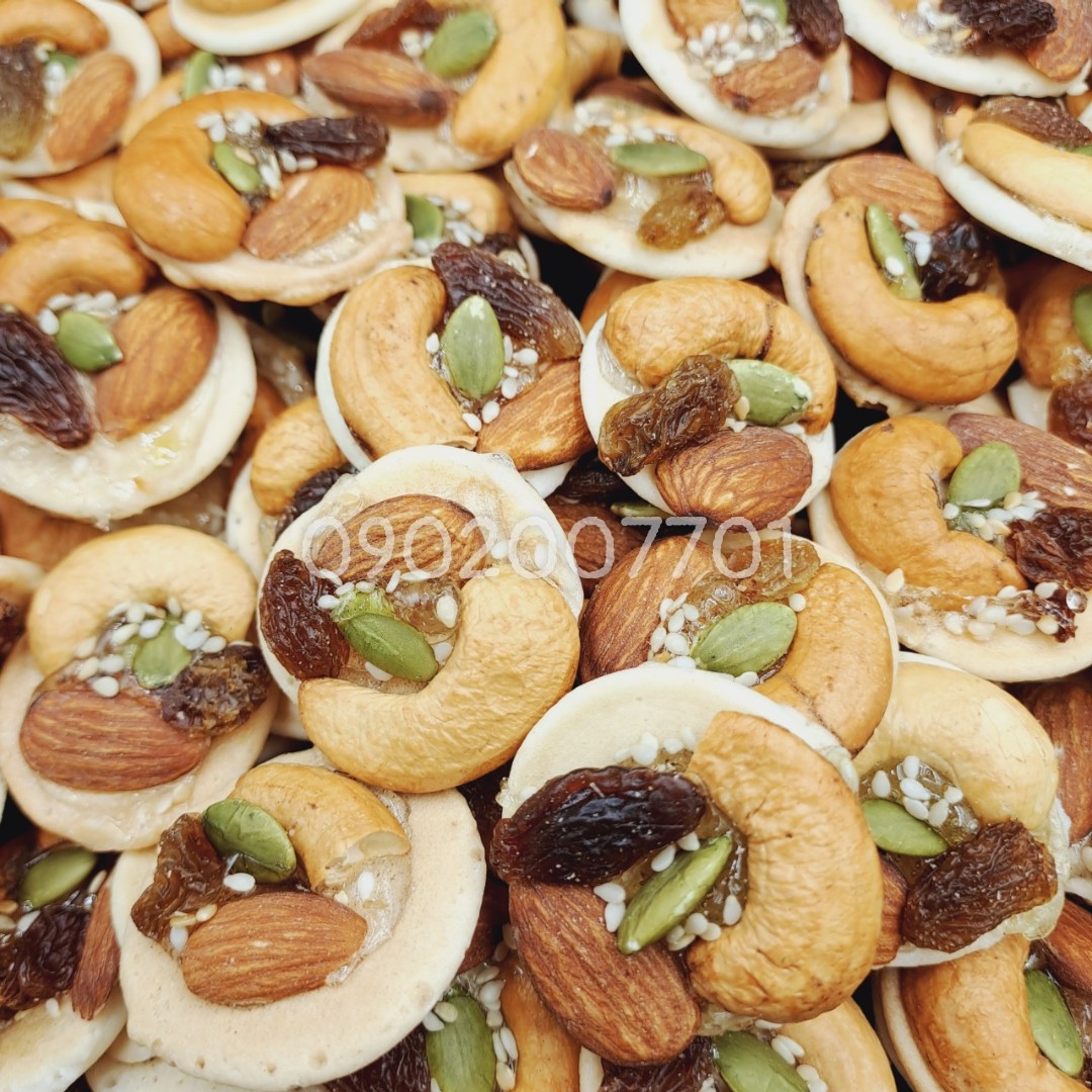 1Kg Bánh đồng tiền mix các loại hạt - bánh kẹo ăn vặt - Đồ ăn vặt - mứt tết