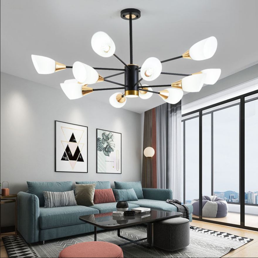 Đèn chùm WANTE 12 bóng hiện đại trang trí nội thất cao cấp, sang trọng - kèm bóng LED chuyên dụng.