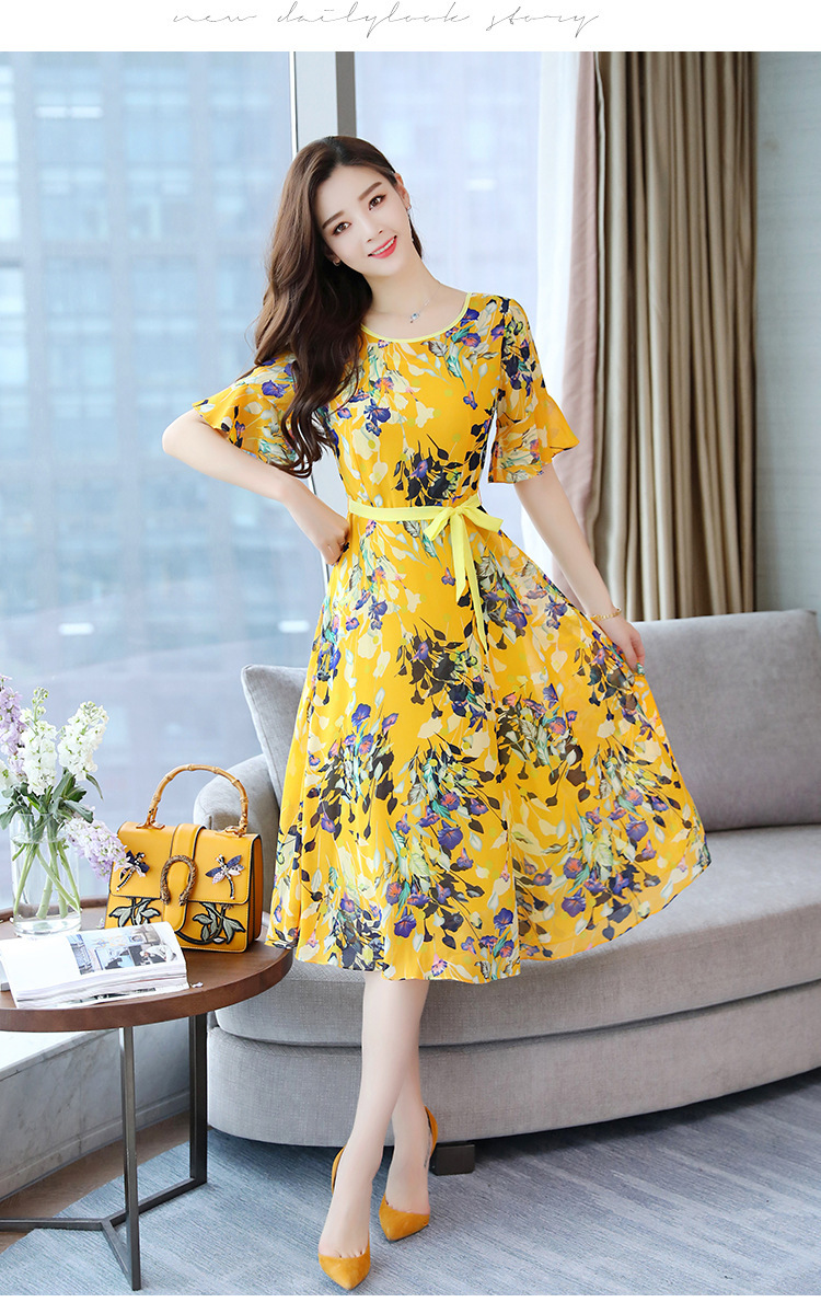 Đầm Thun In Hoa Dáng Xòe