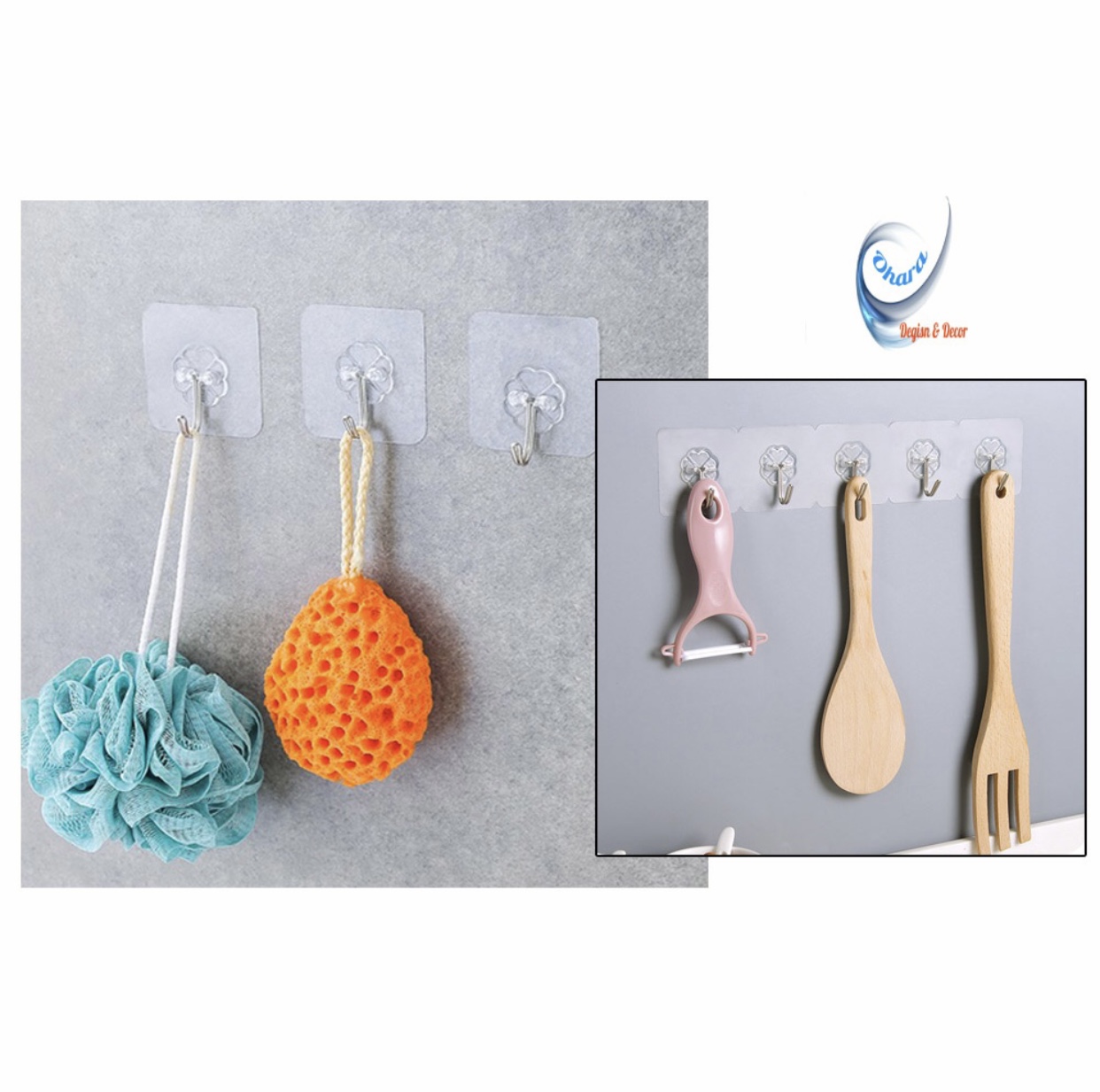 Combo 30 móc dán tường trong suốt thần thánh 6x6cm