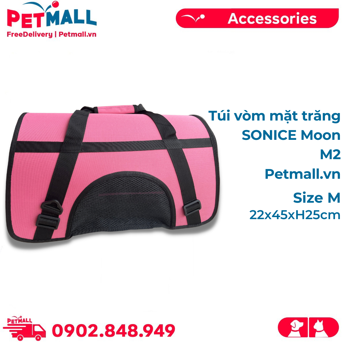 Túi vòm mặt trăng sonice moon m2 size m - 22x45xh25cm petmall
