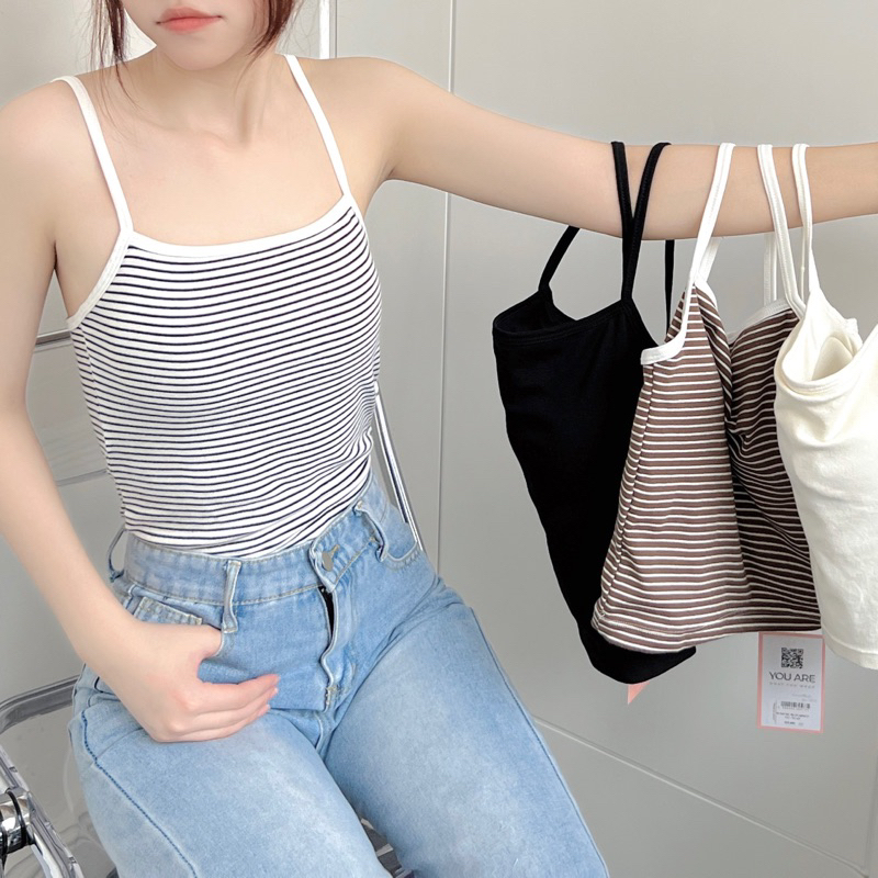 Áo thun hai dây kẻ ngang