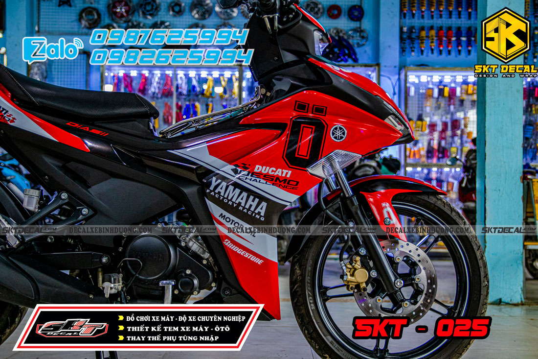 tem trùm exciter 155 đỏ trắng đen ohlin
