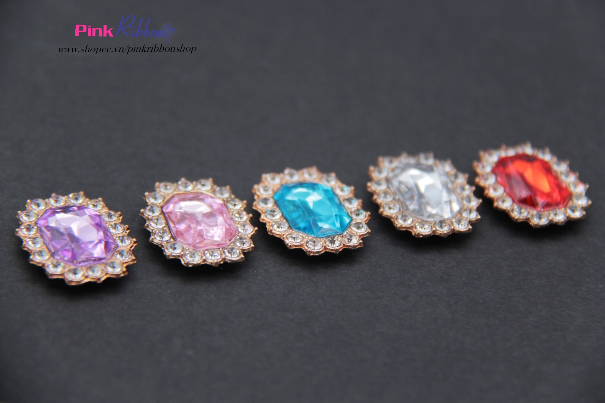[Set 2 cái] Center hạt nhựa giả đá hình bầu dục 2cm