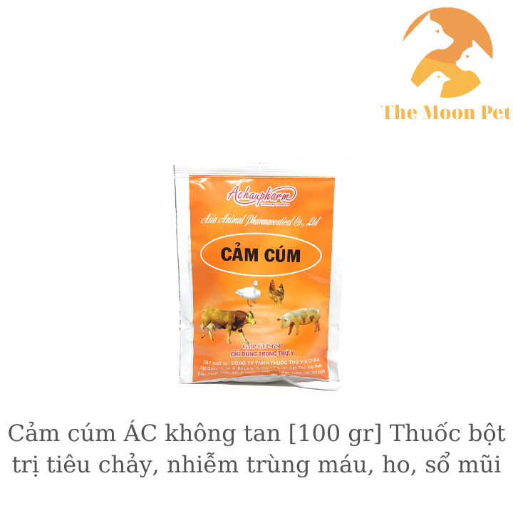 Cảm cúm Á Châu không tan [100 gr] tri tiêu chảy, nhiễm trùng máu, ho, sổ mũi gà đá, vật nuôi