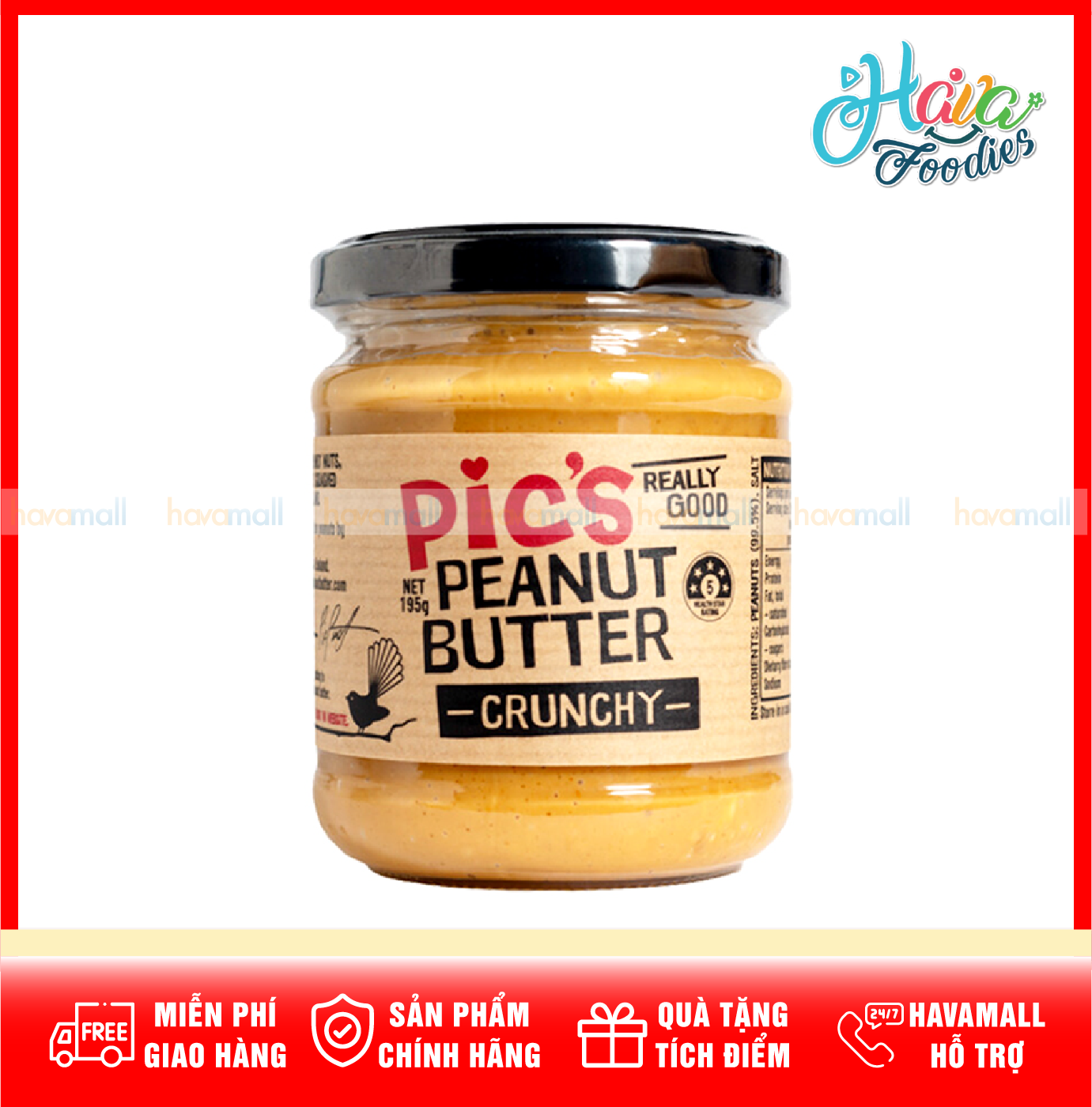 HÀNG CÔNG TY NHẬP KHẨU Bơ Đậu Phộng Nghiền Hạt Pic s 195g Peanut Butter