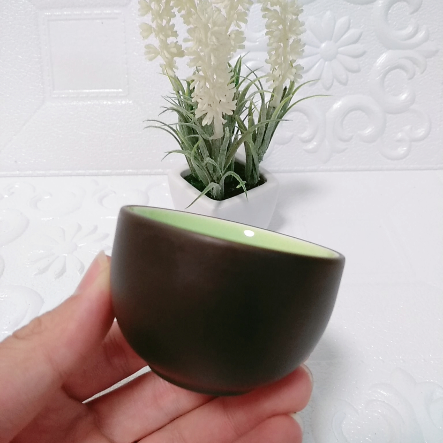 CHÉN UỐNG TRÀ Đất Nung Bát Tràng đen cỡ 5.5 x 3.5 cm (Loại đẹp)