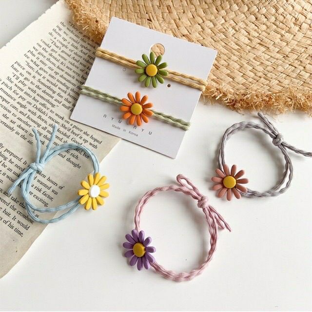 [HCM]Set 5 Dây Chun Buộc Tóc Hoa Cúc Daisy Hàn Quốc - Phụ Kiện Cột Tóc