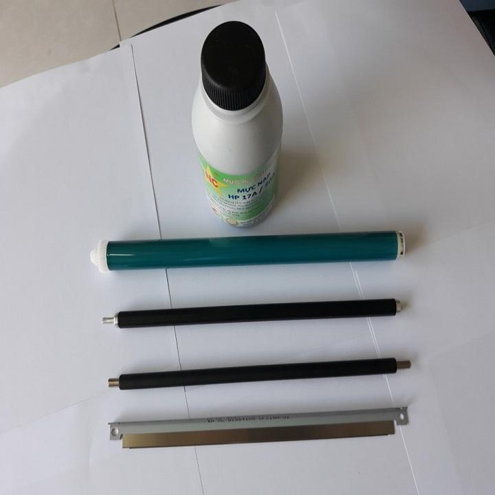 Bộ linh kiện 17a, 19a, HP Pro M102a, M102w, M129, M130a, M130fn, M132, M133, M134 gồm: Mực nạp, Trống Drum, Trục từ, sạc, Gạt thiết, dùng bơm, đổ, thay thế cho hộp mực máy in chất lượng tốt