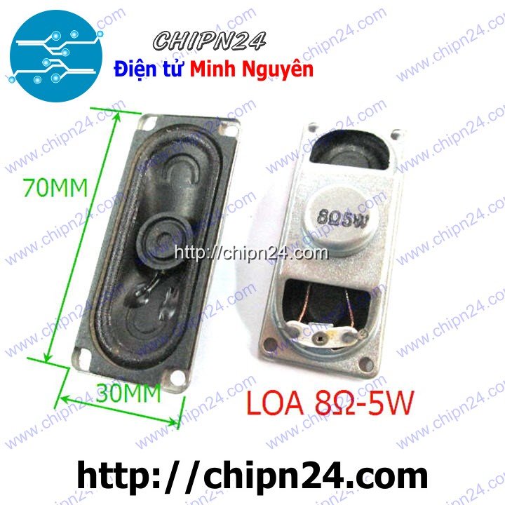 Loa 8r 5w chữ nhật 3x7cm, loa 8 ohm - 5w chữ nhật 3x7cm