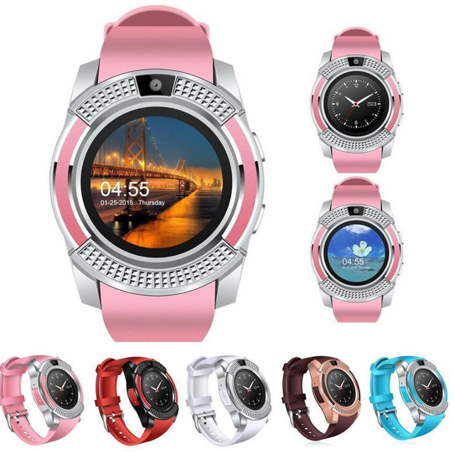Đồng hồ thông minh V8 cảm ứng mặt tròn sang trọng, Smartwatch nghe gọi kết nối Bluetooth cho nam và nữ