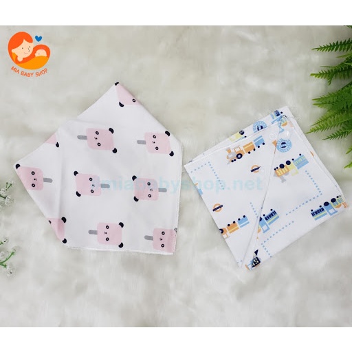 Khăn yếm cotton viền cho bé có cúc bấm