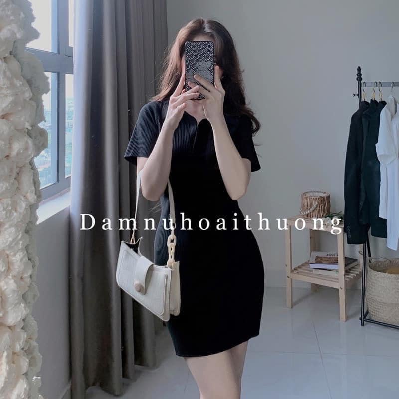 Váy len mong cổ V 3 màu (kèm ảnh thật,video)