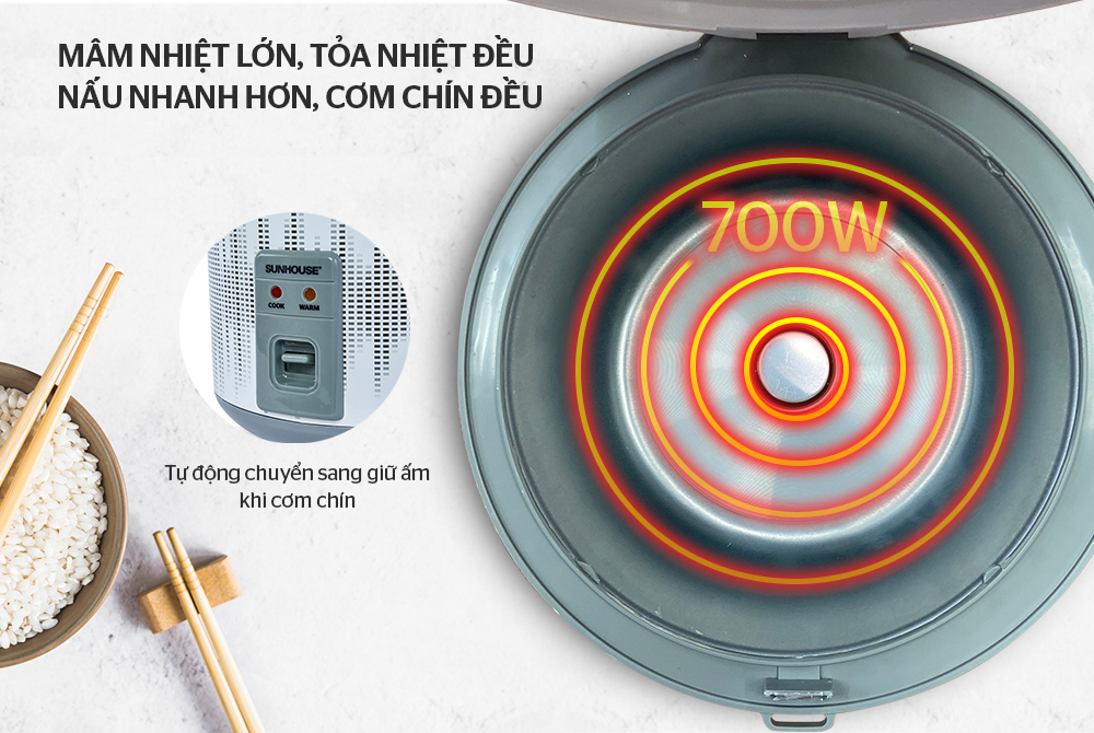 Nồi cơm điện 1.8L SUNHOUSE SHD8601