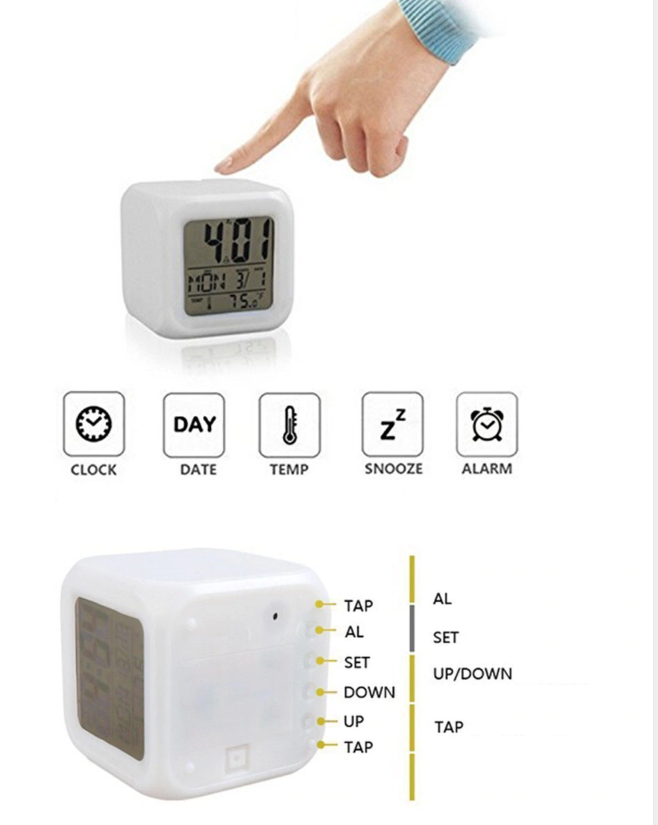 [HCM]Đồng Hồ Để Bàn Vuông Đổi Màu