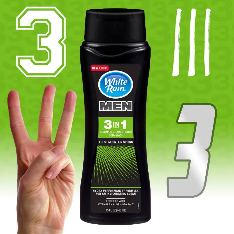 (USA) Sữa Tắm Gội Xả cho Nam White Rain Fresh mùi hương nam tính, mạnh mẽ, giữ hương lâu - 443ml.