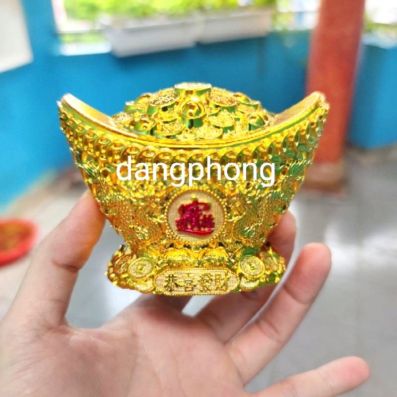 Set of 2 / Gold Ingots with 10cm Base for Tet Decoration, Making Garlic Towers, Bringing Wealth and Fortune