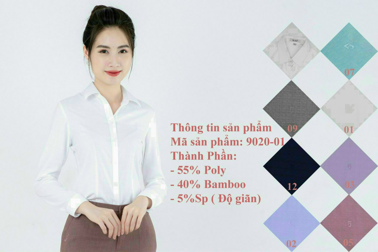 Áo sơ mi Thái Hòa vải sợi tre cao cấp co gân màu trắng 9020-01-01