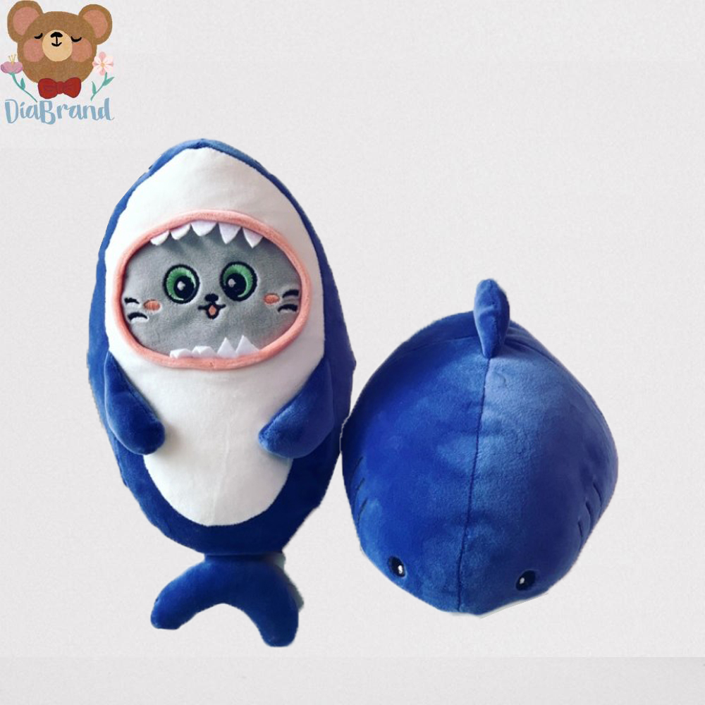 GẤU BÔNG MÈO COSPLAY CÁ MẬP SIÊU YÊU SIZE 35CM
