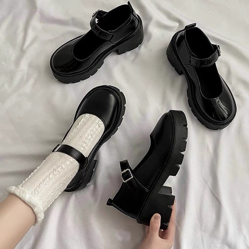 giày nữ ullzang 5cm dây cài dáng hàn quốc