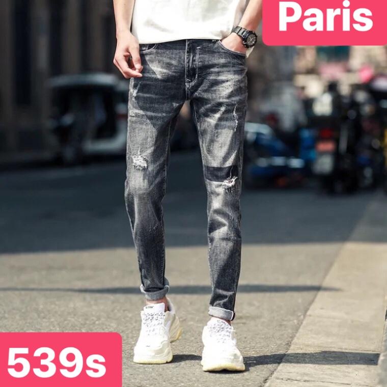 QUẦN JEAN NAM CHẤT BÒ XANH ĐEN WASH CẶP ĐÔI THẦN THÁI CAO CẤP - PARIS FASHION